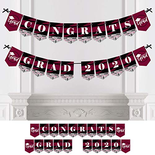 Product Cover Big Dot of Happiness Maroon Grad - Best is Yet to Come - Burgundy Graduation Party Bunting Banner - Party Decorations - Congrats Grad 2020