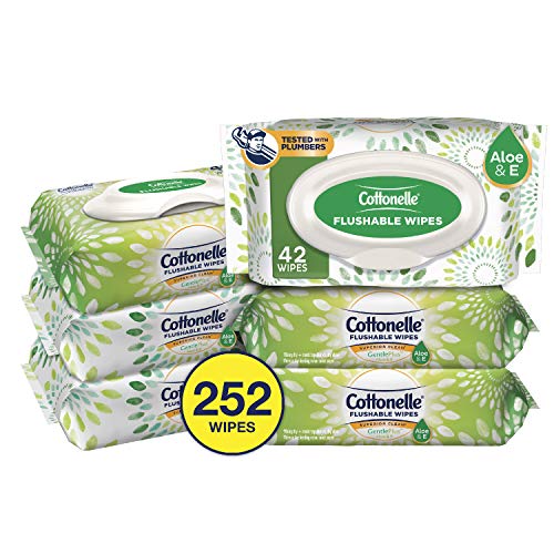Product Cover Cottonelle GentlePlus Flushable Wet Wipes with Aloe & Vitamin E, 6 Packs, 42 Wipes per Pack (252 Wipes Total)