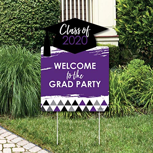 Product Cover Big Dot of Happiness Purple Grad - Best is Yet to Come - Party Decorations - Purple 2020 Graduation Party Welcome Yard Sign