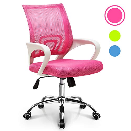 Product Cover NEO CHAIR Office Chair Computer Desk Chair Gaming - Ergonomic Mid Back Cushion Lumbar Support with Wheels Comfortable Pink Mesh Racing Seat Adjustable Swivel Rolling Home Executive