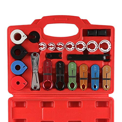 Product Cover OrionMotorTech 22pcs Master Quick Disconnect Tool Kit for Automotive AC Fuel Line and Transmission Oil Cooler Line, Includes Scissor Type Remover, Compatible with Most Ford Chevy GM Models