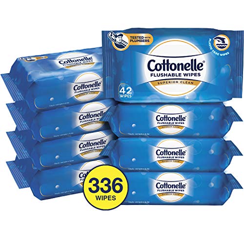 Product Cover Cottonelle FreshCare Flushable Wipes for Adults, Wet Wipes, Alcohol Free, 336 Wet Wipes per Pack (Eight 42-Count Resealable Soft Packs)