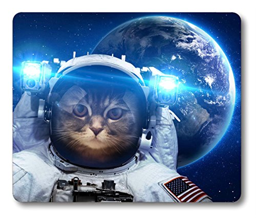 Product Cover Smooffy Non Slip Mouse Pad For Office,Astronaut Cat Nebula Galaxy Outer Space Mouse Pad