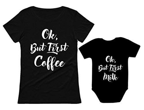 Product Cover OK But First Coffee - Milk Mom & Son/Daughter Matching Set Mom & Baby Shirts
