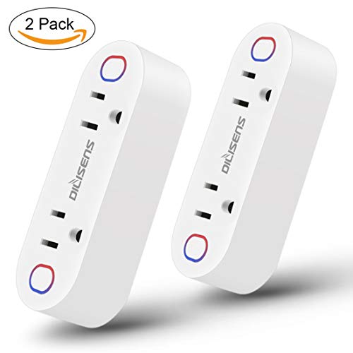 Product Cover DILISENS Alexa Echo Plug, 2 in 1 Smart Plug Mini Outlet with Energy Monitoring,15A Wi-Fi Socket Switch Voice and App Controlled, Compatible Echo/Google Home/IFTTT (2 Pack)