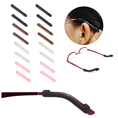 Product Cover 10 Pairs Temple Tips Eyewear Comfort Silicone Glasses Ear Hooks, Soft Silicone Anti-Slip Ear Pads Eyeglasses Sleeve Retainer, 5 Colors