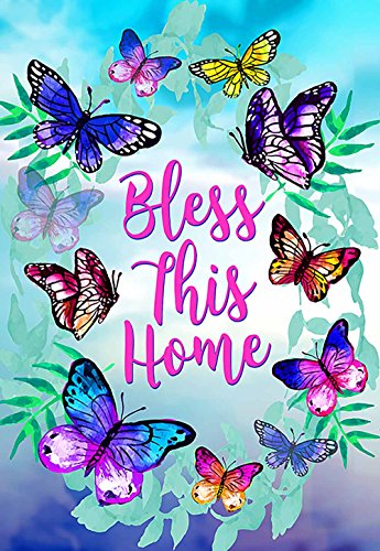 Product Cover Morigins Bless This Home Decorative Spring Butterfly Double Sided Garden Flag 12.5x18 inch
