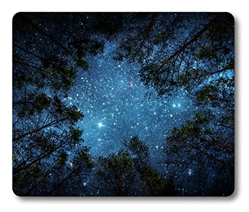 Product Cover Smooffly Beautiful Night Sky Mouse Pad, The Milky Way and The Trees Mouse Pad,Sublime Forest Nature View Rectangle Non-Slip Rubber Mousepad Gaming Mouse Pad