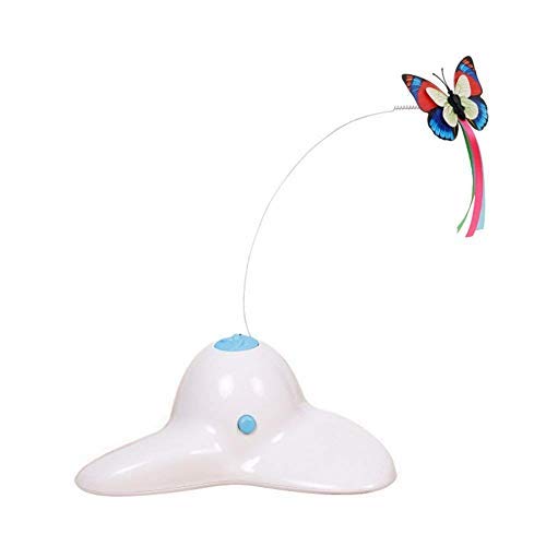 Product Cover Zenes Butterfly Cat Toy - Electric Flutter Rotating Butterfly, Funny Cat Teaser Toy Two, White