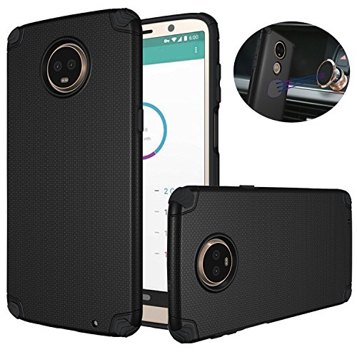 Product Cover Moto Z3 Play Case, Dretal Shock-Absorption Armor Magnetic Anti-Slip Texture Protective Case Cover for Motorola Moto Z3 Play (Black)
