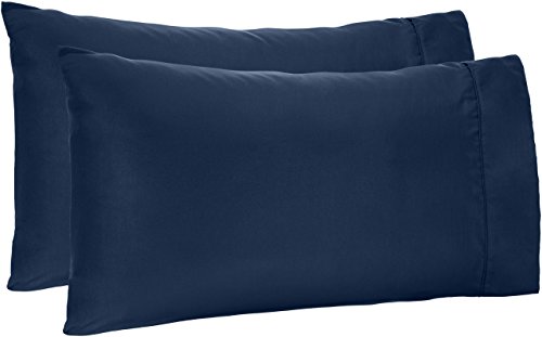 Product Cover AmazonBasics Light-Weight Microfiber Pillowcases - 2-Pack, King, Navy Blue