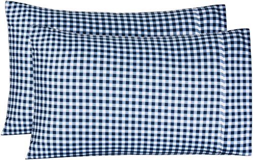 Product Cover AmazonBasics Light-Weight Microfiber Pillowcases - 2-Pack, Standard, Gingham Plaid