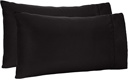 Product Cover AmazonBasics Light-Weight Microfiber Pillowcases - 2-Pack, King, Black