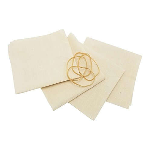 Product Cover Unbleached Muslin Kombucha Covers - 4 Pack with Rubber Bands - 10