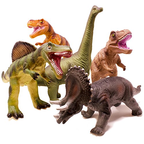 Product Cover Boley 5 Piece Jumbo Dinosaur Set - Kids, Children, Toddlers Highly Detailed, Realistic Toy Set for Dinosaur Lovers - Perfect for Party Favors, Birthday Gifts, and More