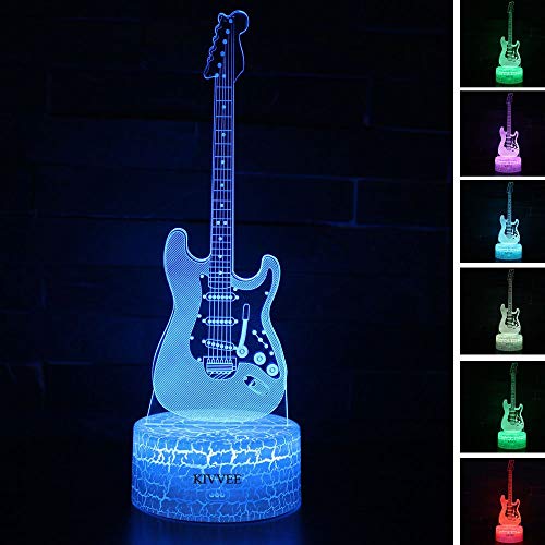Product Cover Visual 3D lamp Electric Guitar Musical Instruments Illusion Night light Festival Birthday Day Children Gift Nursery Bedroom Desk Table Decoration for Boys Kids Music Lovers by KIVVEE