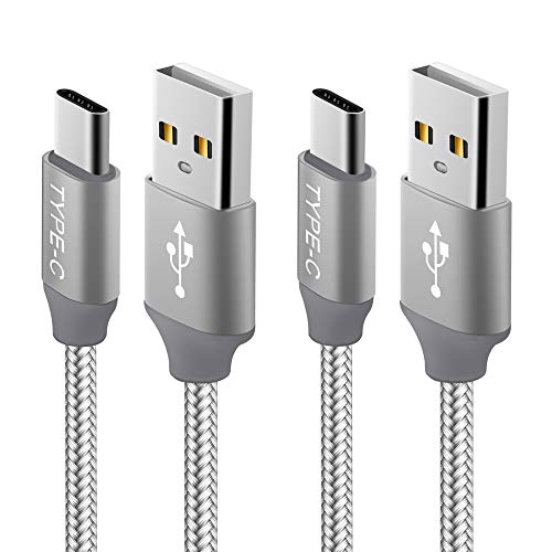 Product Cover USB Type C Cable, 10FT 2-Pack,USB C Charger Cable Nylon Braided Fast Charging Sync Cord Compatible Samsung Galaxy Note 9 8 S10 S9 S8 Plus, LG V20 G5 G6, Google Pixel 2 XL,Nexus 5X/6P,OnePlus(Gray)