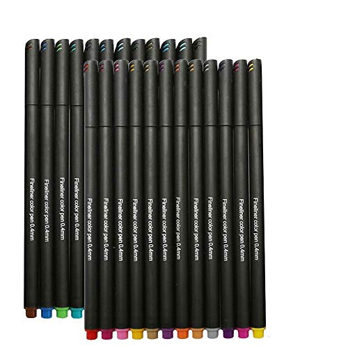Product Cover Fineliner Pens, 24 Colors Fine Tip Colored Writing Drawing Markers Pens Fine Line Point Marker Pen Set for Journaling Planner Note Calendar Coloring Office School Supplies Art Projects