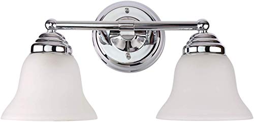 Product Cover 7Pandas 2-Light Bathroom Vanity Light, Interior Wall Sconce Bathroom Lighting Fixture Over Mirror W/Frosted Glass Shade, Polished Chrome