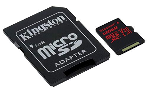 Product Cover Kingston Canvas React 128GB microSDXC Class 10 microSD Memory Card UHS-I 100MB/s R Flash Memory High Speed microSD Card with Adapter (SDCR/128GB)