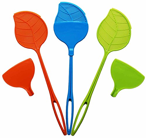 Product Cover HomeWorthy Swat & Sweep Fly Swatter 3 Pack with Heavy Duty Plastic Handle and Detachable Dust Pans for Sanitary Bug Cleanup