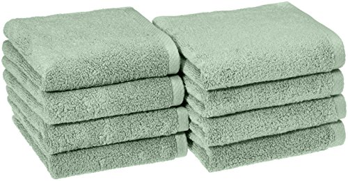 Product Cover AmazonBasics Quick-Dry Hand Towels, 100% Cotton, Set of 8, Seafoam Green