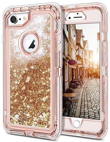 Product Cover iPhone 6 Case, iPhone 6S Case, JAKPAK Shockproof Glitter Flowing Liquid Bling Sparkle Cover for Girl Woman Heavy Duty Full Body Protective Shell for 4.7