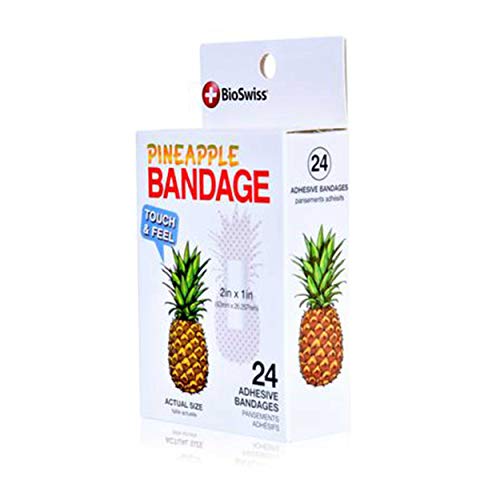 Product Cover BioSwiss Novelty Bandages Self-Adhesive Funny First Aid, Novelty Gag Gift (24pc) (Pineapple)