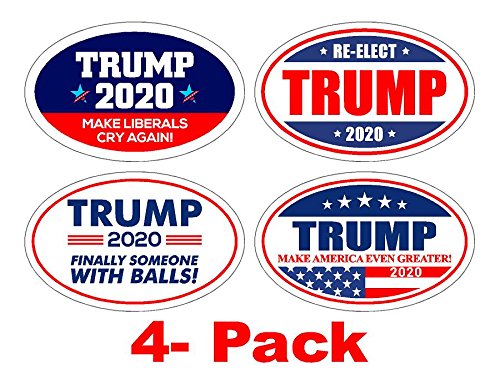 Product Cover StickerPirate 4 PackOval Car Magnet Pro Donald Trump 2020 Make America Great Variety Pack
