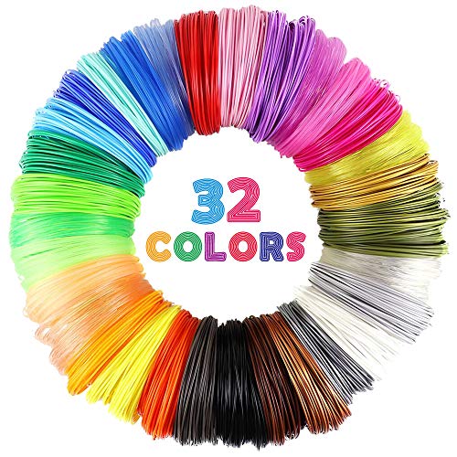 Product Cover 32 Colors 3D Pen PLA Filament Refills, Each Color 10 Feet, Total 320 feet, Pack with 4 Finger Caps by Mika3D