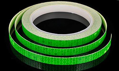 Product Cover AM Safety Reflective Warning Lighting Sticker Adhesive Tape Roll Strip. for Beautify Bicycle Bike Decoration (Green)