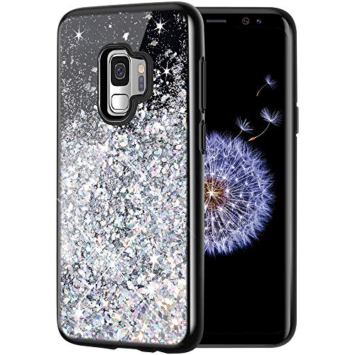 Product Cover Caka Galaxy S9 Case, Galaxy S9 Glitter Case Starry Night Series Luxury Fashion Bling Flowing Liquid Floating Sparkle Glitter Girly Soft TPU Case for Samsung Galaxy S9 (Silver)