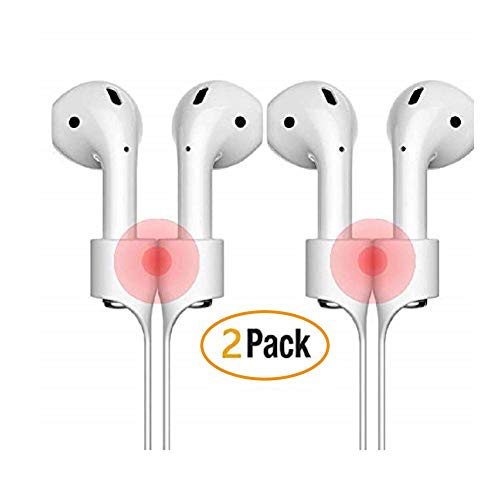 Product Cover Strap Compatible Airpods,Kupx 2 pack Silicone Anti-lost Strap With Strong Magnetic Adsorption Connector Sports Neck Around Cord Strap Compatible Apple Wireless earphone Airpods Pure White (White)