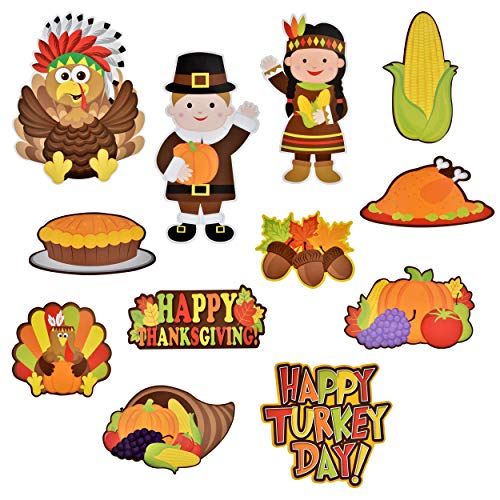Product Cover Gift Boutique Thanksgiving Cutouts Hanging Wall Decorations 24 Pack Fall Banner Happy Harvest Autumn Sign Turkey Pumpkin Leaf Party Favor Supplies