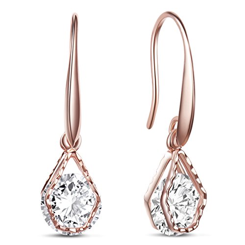 Product Cover SHEGRACE Wedding Earrings for Bridesmaids, Rose Gold/Gold Plated Hook Earrings, Oval Dangle Earring Drop Earrings