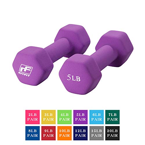 Product Cover RitFit Set of Two Neoprene Dumbbells Coated for Non-Slip Grip, 1 lb-20 lb (5 Pound(Purple))