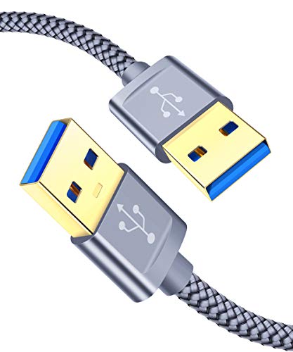 Product Cover USB 3.0 A to A Male Cable, JSAUX USB to USB Cable 2 Pack(3.3ft+6.6ft) USB Male to Male Cable Double End USB Cord with Gold-Plated Connector for Hard Drive Enclosures, DVD Player, Laptop Cooler (Grey)