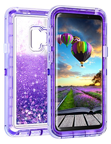 Product Cover Coolden Case for Galaxy S9 Case Protective Glitter Case for Women Girls Cute Bling Sparkle 3D Quicksand Heavy Duty Hard Shell Shockproof TPU Case for Samsung Galaxy S9, Purple