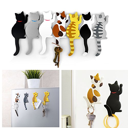 Product Cover Comidox Cute Multifunction Cat Magnetic Refrigerator Sticker Fridge Magnet Hanging Hook 2 in 1 Black cat /white cat / three cats 3pcs