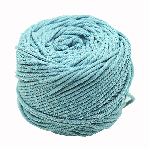 Product Cover Blue Macrame Cord Colorful Natural Cotton Macrame Cord Wall Hanging Plant Hanger Craft Making Knitting Cord Rope 3mm (3mm Lake Blue)