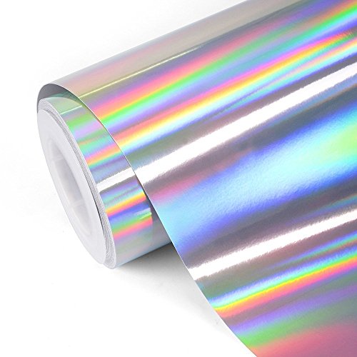 Product Cover TECKWRAP Glossy Rainbow Holographic Silver Chrome Vinyl 1ftx5ft