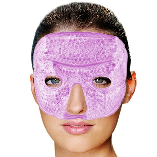 Product Cover FOMI Hot Cold Gel Bead Facial Eye Mask | Lavender Scented | Ice Mask for Migraine Headache, Stress Relief | Reduces Eyes Puffiness, Dark Circles | Fabric Back | Freezable, Microwavable