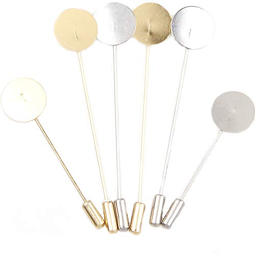 Product Cover 40 Pcs Silver Tone Round Tray Lapel Stick Brooch Pin Needle Suit Tie Hat Scarf Badge DIY Costume Jewelry Accessories