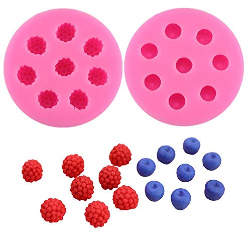 Product Cover Molds for Cupcakes Topper Decorating 2pack Blueberry Raspberry Icecube Silicone Molds, Fondant Cake Decorating Molds,Baking Tools, Chocolate Candy Making Mold