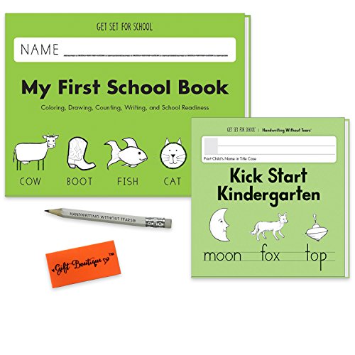 Product Cover My First School Book + Kick Start Kindergarten Transition Drawing Writing Counting Language- Essentials Preschool Learning Activities with BonusPencils and Gift Boutique Eraser (Оne Расk)