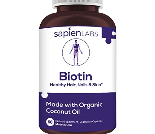 Product Cover Biotin - Made in USA - 10,000mcg Coconut Oil - Premium Vegetarian Supplement by Sapien Labs (120 Pill Count)