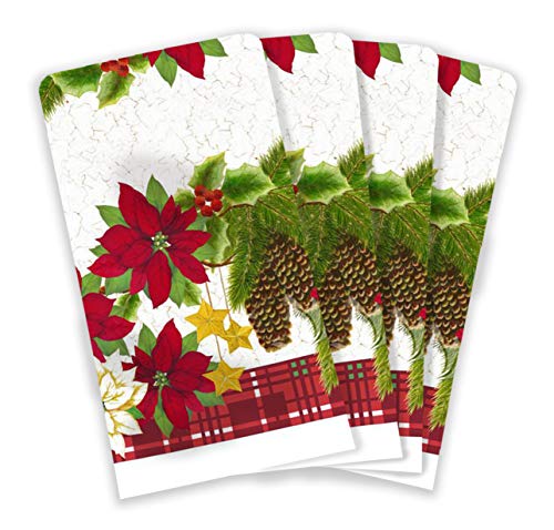 Product Cover JJ Collection Red Poinsettia 4 Pack Christmas Towels
