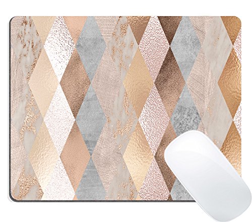 Product Cover Wknoon Gaming Mouse Pad Custom, Cool Copper and Rose Gold Marble Geometric Diamond Design