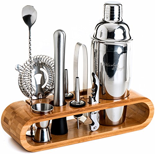 Product Cover Mixology Bartender Kit: 10-Piece Bar Tool Set with Stylish Bamboo Stand - Perfect Home Bartending Kit and Martini Cocktail Shaker Set For an Awesome Drink Mixing Experience - Exclusive Recipes Bonus