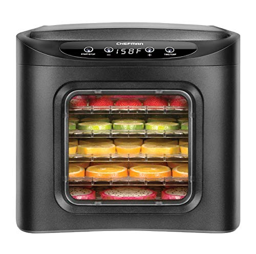 Product Cover Chefman Food Dehydrator Machine 6 Tray BPA Free with Adjustable Digital Timer and Temperature Control Touch Screen for Drying Beef Jerky, Fruit, Vegetables, Herbs, Flowers and Meat or Fish (Black)